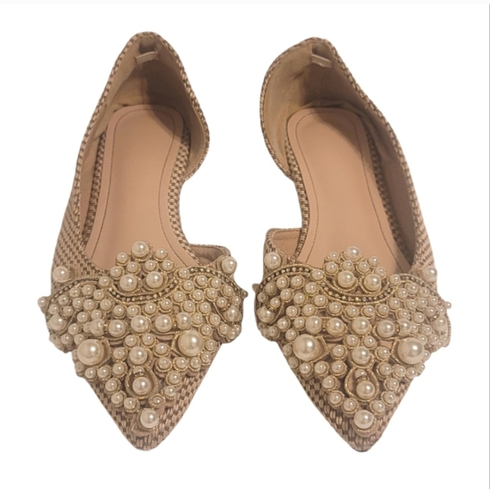 Francesca's Collections Pearl Embellished D'Orsay Flats- Sz 38 Fits Like US 8